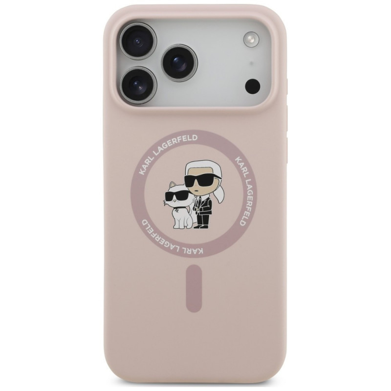 Karl Lagerfeld Silikónové puzdro Karl&Choupette Ring MagSafe pre Apple iPhone 18 Pro Max / 17 Pro Max, ružové