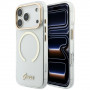 Guess IML Script Metal MagSafe puzdro pre Apple iPhone 18 Pro / 17 Pro, transparentné