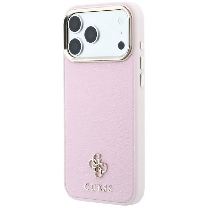 Guess Saffiano Small 4G & Classic Logo MagSafe puzdro pre Apple iPhone 18 Pro / 17 Pro, ružové