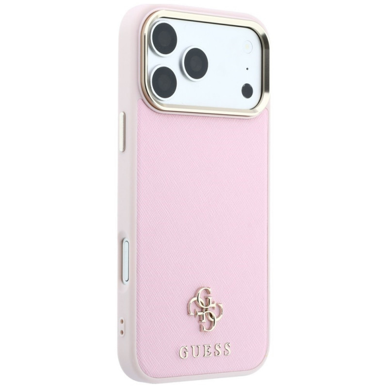 Guess Saffiano Small 4G & Classic Logo MagSafe puzdro pre Apple iPhone 18 Pro / 17 Pro, ružové