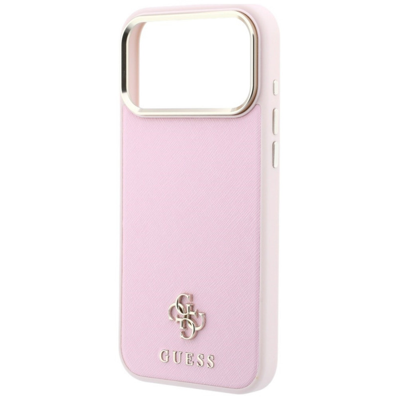 Guess Saffiano Small 4G & Classic Logo MagSafe puzdro pre Apple iPhone 18 Pro / 17 Pro, ružové