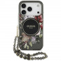 Guess IML Flowers Pearl Strap MagSafe puzdro pre Apple iPhone 18 Pro / 17 Pro, čierne