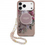 Guess IML Flowers Pearl Strap MagSafe puzdro pre Apple iPhone 18 Pro / 17 Pro, ružové