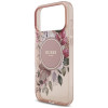 Guess IML Flowers Pearl Strap MagSafe puzdro pre Apple iPhone 18 Pro / 17 Pro, ružové