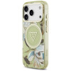 Guess IML Glitter Flowers Triangle MagSafe puzdro pre Apple iPhone 18 Pro Max / 17 Pro Max, zelené