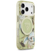 Guess IML Glitter Flowers Triangle MagSafe puzdro pre Apple iPhone 18 Pro Max / 17 Pro Max, zelené