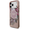 Guess IML Flowers Pearl Strap MagSafe puzdro pre Apple iPhone 18 Pro Max / 17 Pro Max, ružové