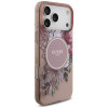 Guess IML Flowers Pearl Strap MagSafe puzdro pre Apple iPhone 18 Pro Max / 17 Pro Max, ružové