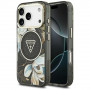 Guess IML Glitter Flowers Triangle MagSafe puzdro pre Apple iPhone 18 Pro Max / 17 Pro Max, čierne