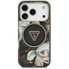 Guess IML Glitter Flowers Triangle MagSafe puzdro pre Apple iPhone 18 Pro Max / 17 Pro Max, čierne