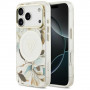 Guess IML Glitter Flowers Triangle MagSafe puzdro pre Apple iPhone 18 Pro Max / 17 Pro Max, biela