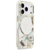 Guess IML Glitter Flowers Triangle MagSafe puzdro pre Apple iPhone 18 Pro Max / 17 Pro Max, biela