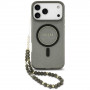 Guess IML Glitter Pearl Strap MagSafe puzdro pre Apple iPhone 18 Pro / 17 Pro, čierne