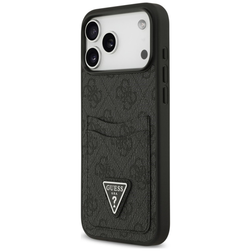 Guess 4G Double Card Triangle puzdro na Apple iPhone 18 Pro Max / 17 Pro Max, čierne