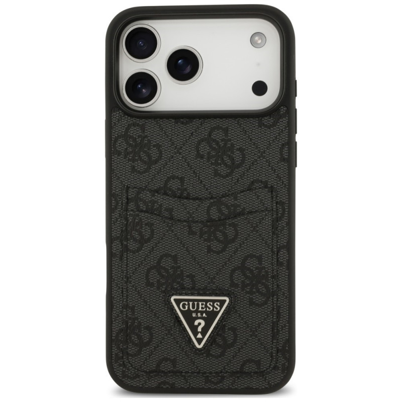 Guess 4G Double Card Triangle puzdro na Apple iPhone 18 Pro Max / 17 Pro Max, čierne