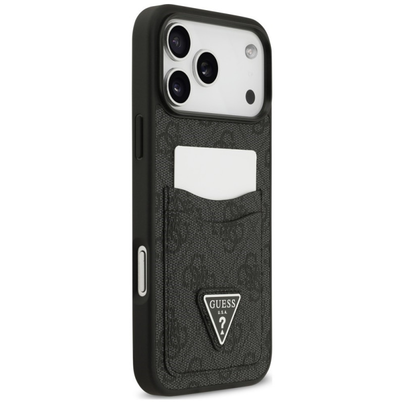 Guess 4G Double Card Triangle puzdro na Apple iPhone 18 Pro Max / 17 Pro Max, čierne