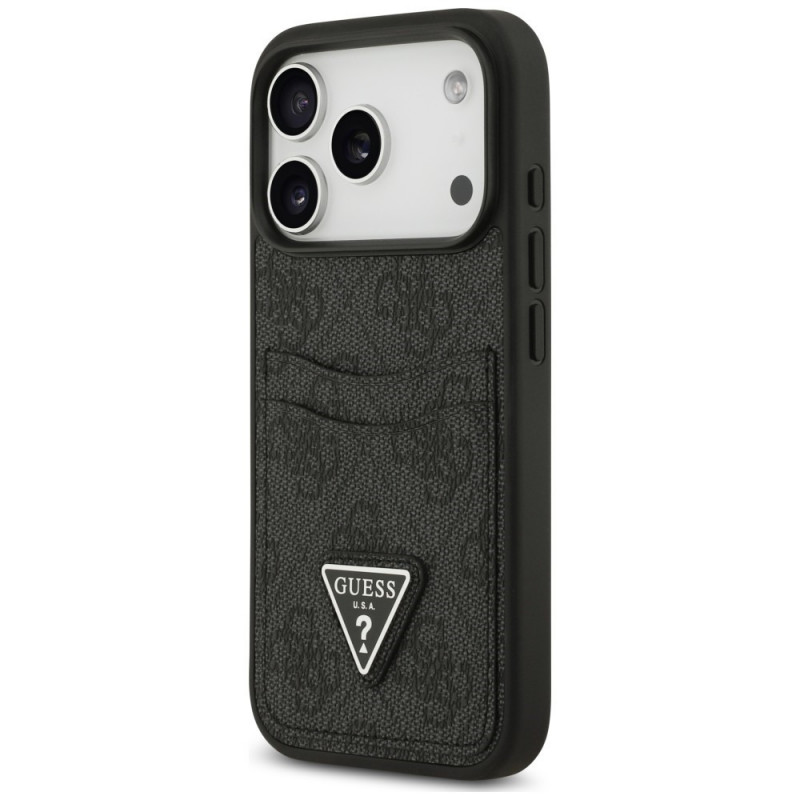 Guess 4G Double Card Triangle puzdro na Apple iPhone 18 Pro / 17 Pro, čierne