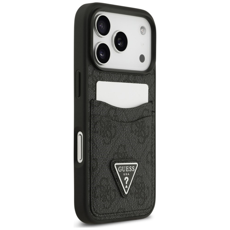 Guess 4G Double Card Triangle puzdro na Apple iPhone 18 Pro / 17 Pro, čierne