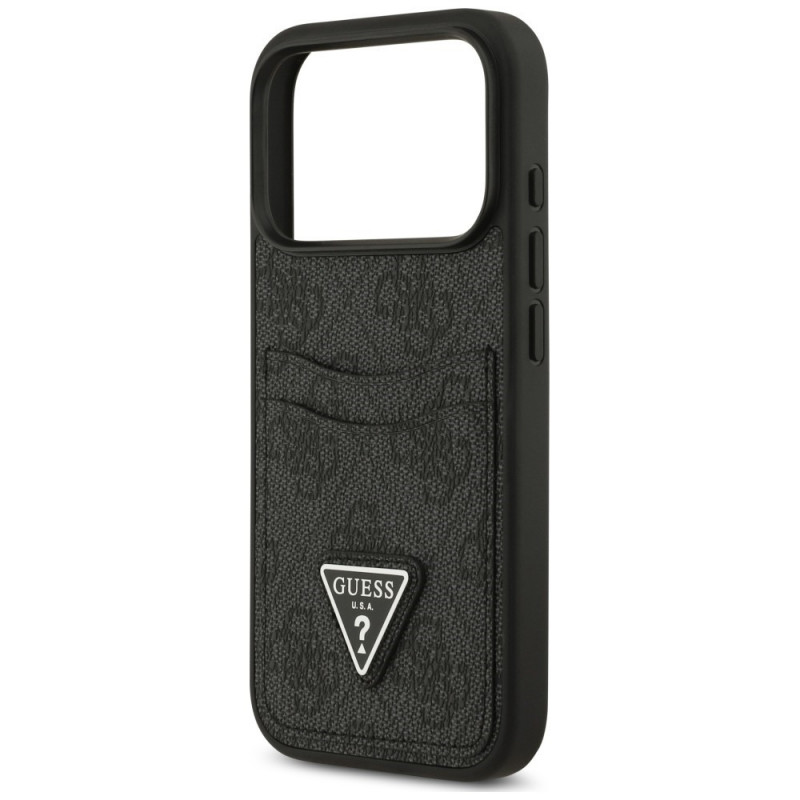 Guess 4G Double Card Triangle puzdro na Apple iPhone 18 Pro / 17 Pro, čierne