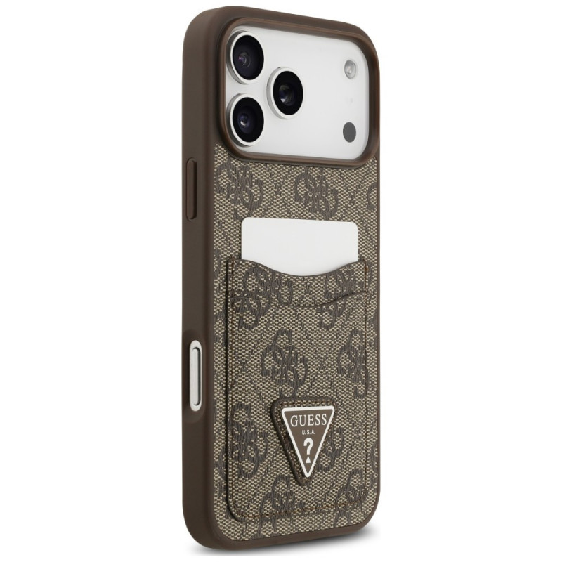 Guess 4G Double Card Triangle puzdro na Apple iPhone 18 Pro Max / 17 Pro Max, hnedé