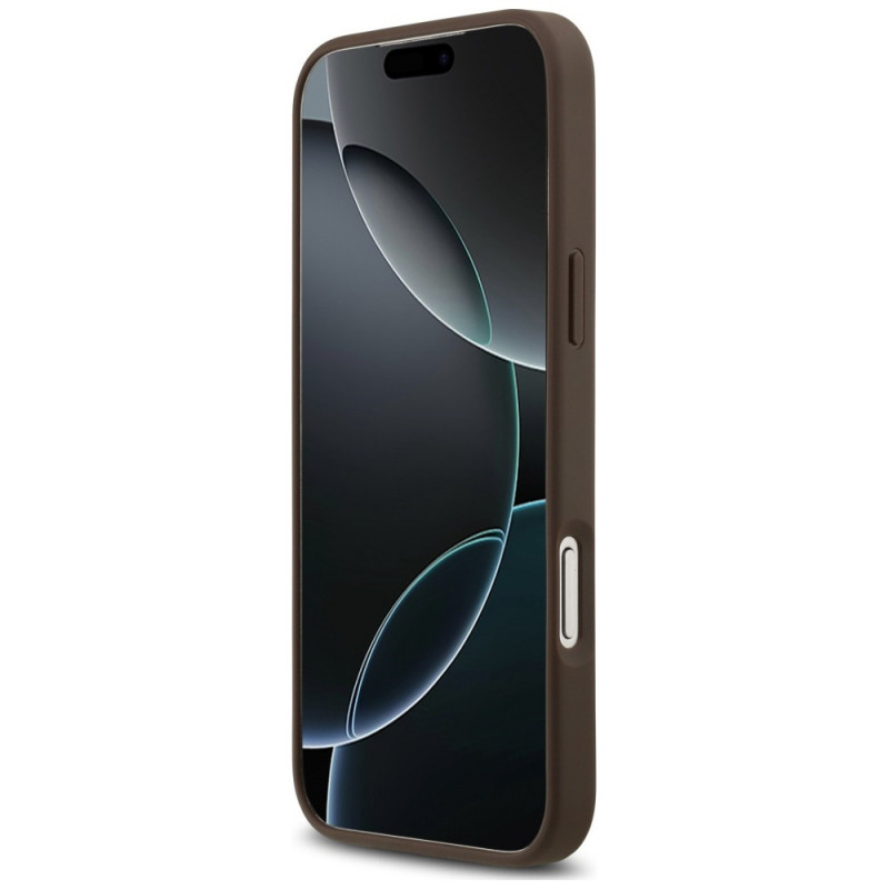 Guess 4G Double Card Triangle puzdro na Apple iPhone 18 Pro Max / 17 Pro Max, hnedé