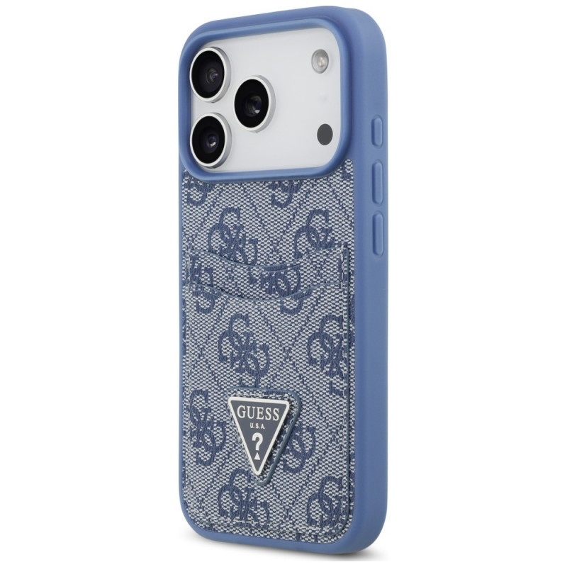 Guess 4G Double Card Triangle puzdro pre Apple iPhone 18 Pro / 17 Pro, modré