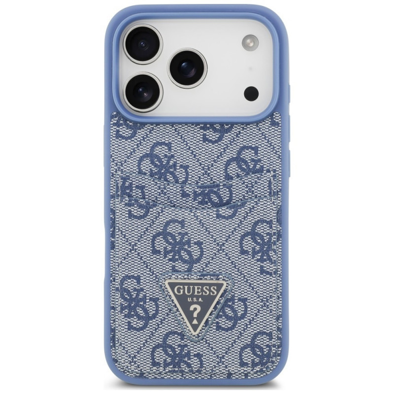 Guess 4G Double Card Triangle puzdro pre Apple iPhone 18 Pro / 17 Pro, modré