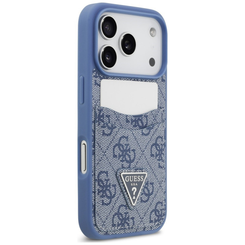 Guess 4G Double Card Triangle puzdro pre Apple iPhone 18 Pro / 17 Pro, modré