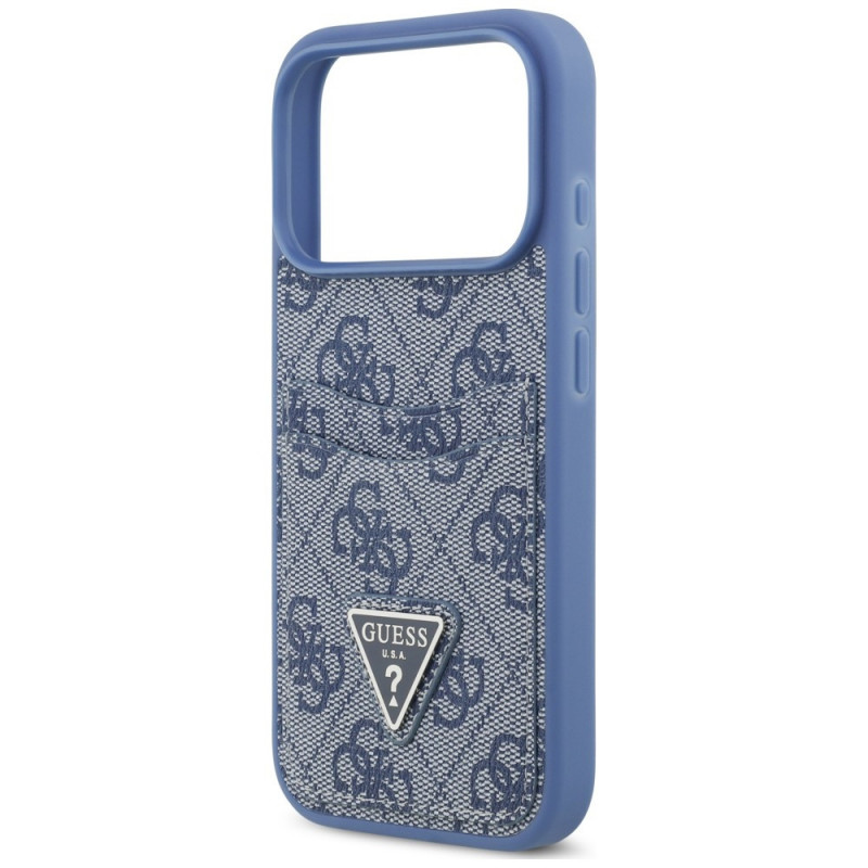 Guess 4G Double Card Triangle puzdro pre Apple iPhone 18 Pro / 17 Pro, modré