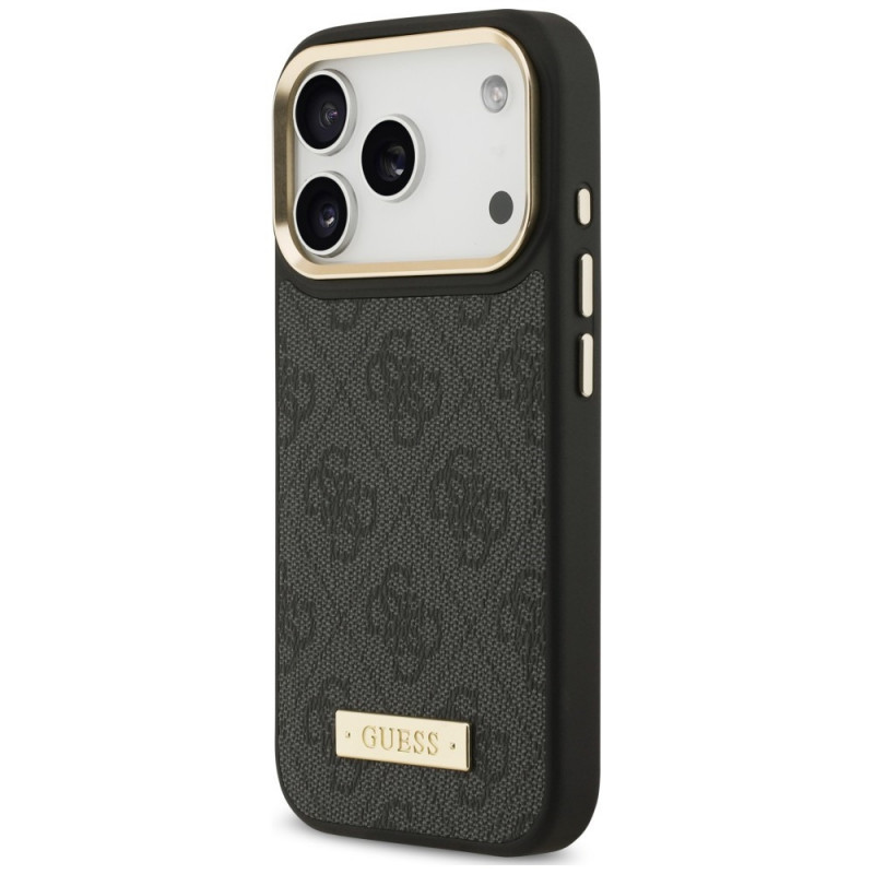 Guess 4G Logo Plate MagSafe puzdro pre Apple iPhone 18 Pro Max / 17 Pro Max, čierne