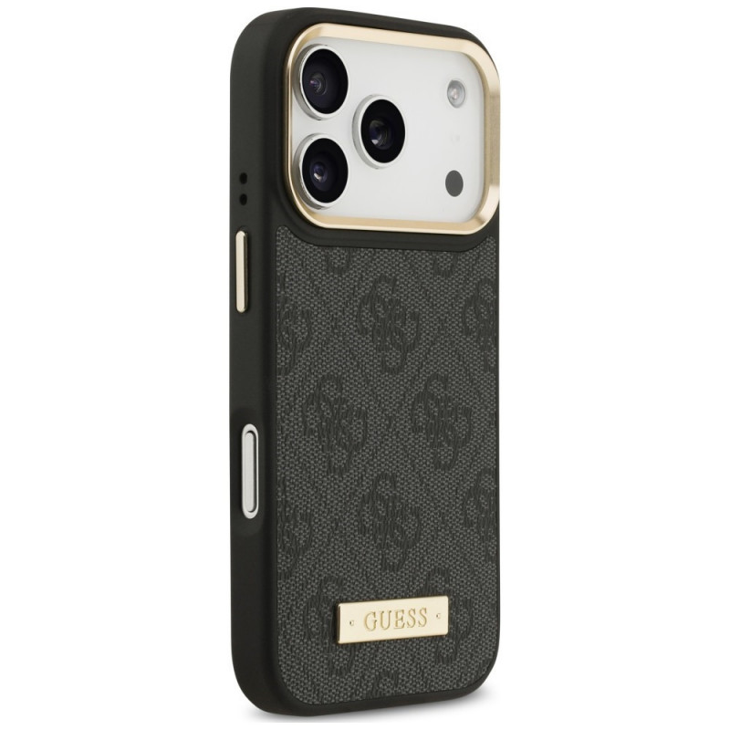 Guess 4G Logo Plate MagSafe puzdro pre Apple iPhone 18 Pro Max / 17 Pro Max, čierne