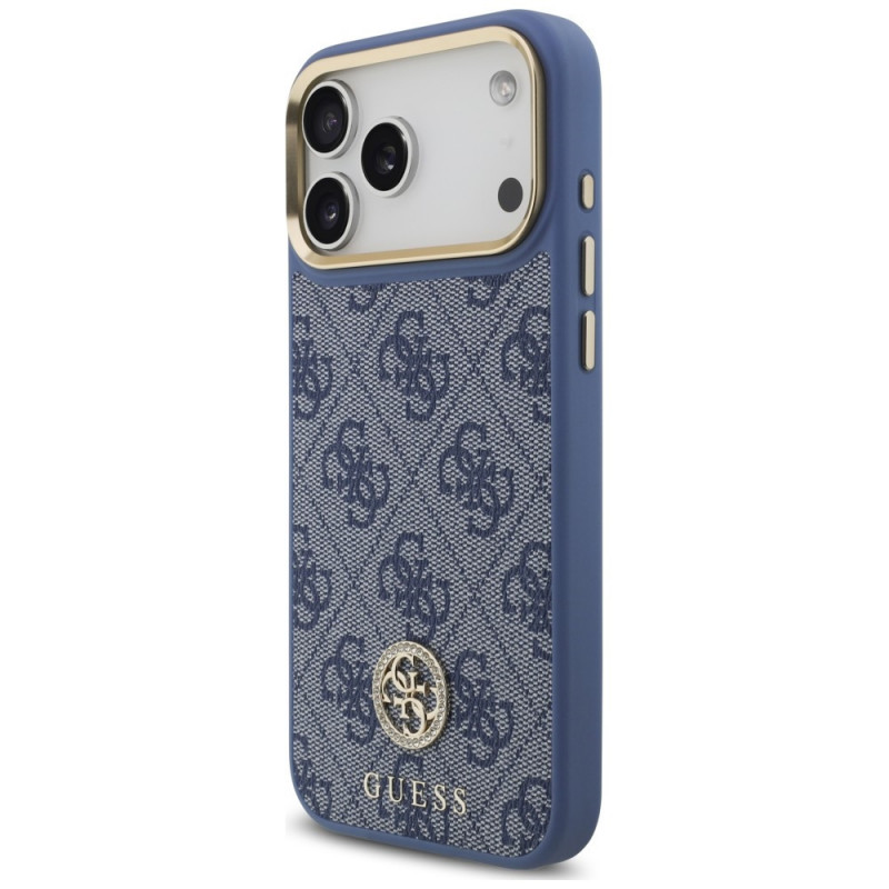 Guess 4G Strass Logo MagSafe puzdro pre Apple iPhone 18 Pro Max / 17 Pro Max, modré