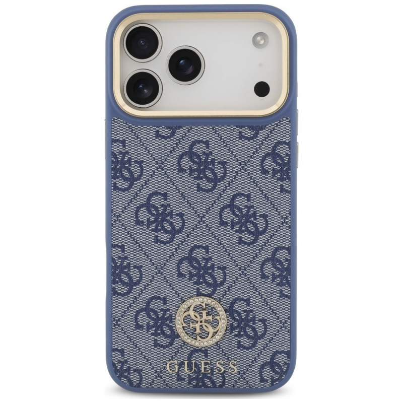 Guess 4G Strass Logo MagSafe puzdro pre Apple iPhone 18 Pro Max / 17 Pro Max, modré