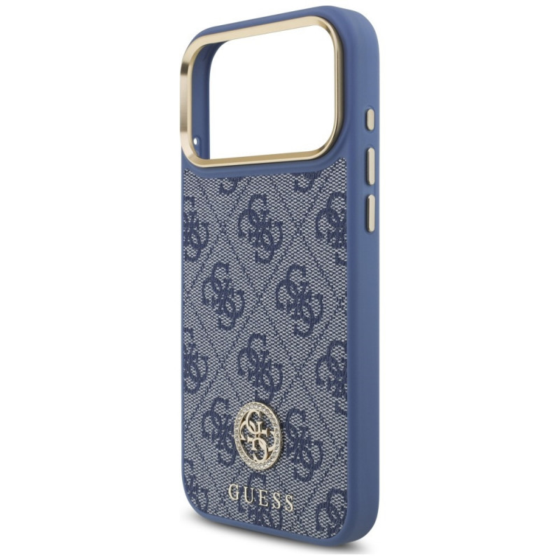 Guess 4G Strass Logo MagSafe puzdro pre Apple iPhone 18 Pro Max / 17 Pro Max, modré