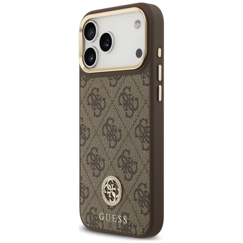 Guess 4G Strass Logo MagSafe puzdro pre Apple iPhone 18 Pro Max / 17 Pro Max, hnedé