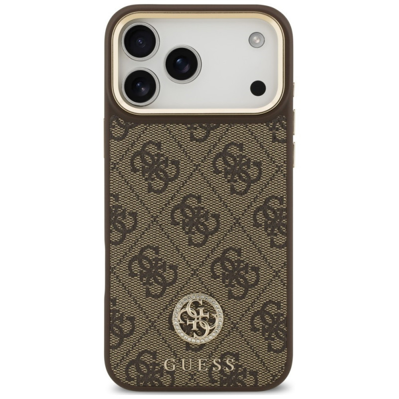 Guess 4G Strass Logo MagSafe puzdro pre Apple iPhone 18 Pro Max / 17 Pro Max, hnedé