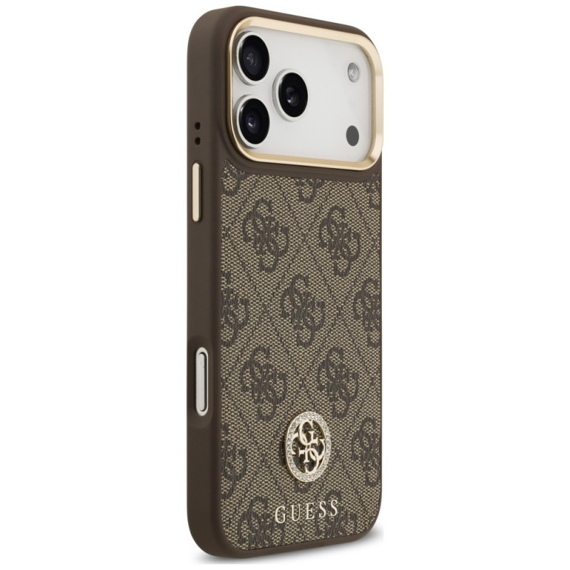 Guess 4G Strass Logo MagSafe puzdro pre Apple iPhone 18 Pro Max / 17 Pro Max, hnedé