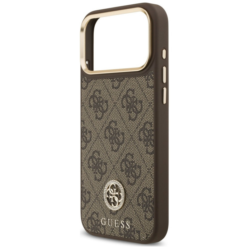 Guess 4G Strass Logo MagSafe puzdro pre Apple iPhone 18 Pro Max / 17 Pro Max, hnedé