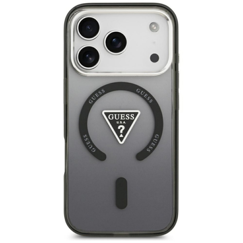 Guess IML Gradient Triangle Logo MagSafe puzdro pre Apple iPhone 18 Pro Max / 17 Pro Max, čierne