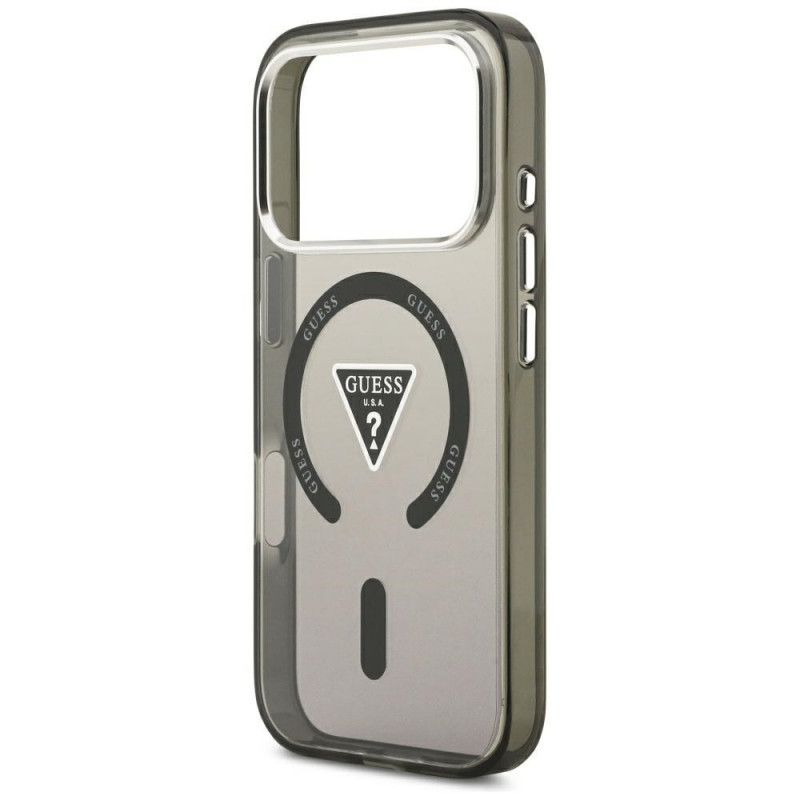 Guess IML Gradient Triangle Logo MagSafe puzdro pre Apple iPhone 18 Pro Max / 17 Pro Max, čierne