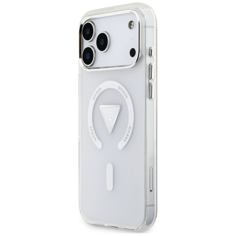 Guess IML Gradient Triangle Logo MagSafe puzdro pre Apple iPhone 18 Pro Max / 17 Pro Max, transparentné
