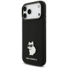 Karl Lagerfeld Silicone Choupette Metal Pin puzdro pre Apple iPhone 18 Pro Max / 17 Pro Max, čierne