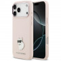 Karl Lagerfeld Silicone Choupette Metal Pin puzdro pre Apple iPhone 18 Pro Max / 17 Pro Max, ružové
