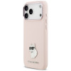 Karl Lagerfeld Silicone Choupette Metal Pin puzdro pre Apple iPhone 18 Pro Max / 17 Pro Max, ružové