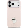 Karl Lagerfeld Silicone Choupette Metal Pin puzdro pre Apple iPhone 18 Pro Max / 17 Pro Max, ružové