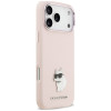 Karl Lagerfeld Silicone Choupette Metal Pin puzdro pre Apple iPhone 18 Pro Max / 17 Pro Max, ružové