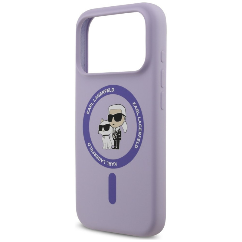 Karl Lagerfeld Silikónové puzdro Karl&Choupette Ring MagSafe pre Apple iPhone 18 Pro / 17 Pro, purpurové