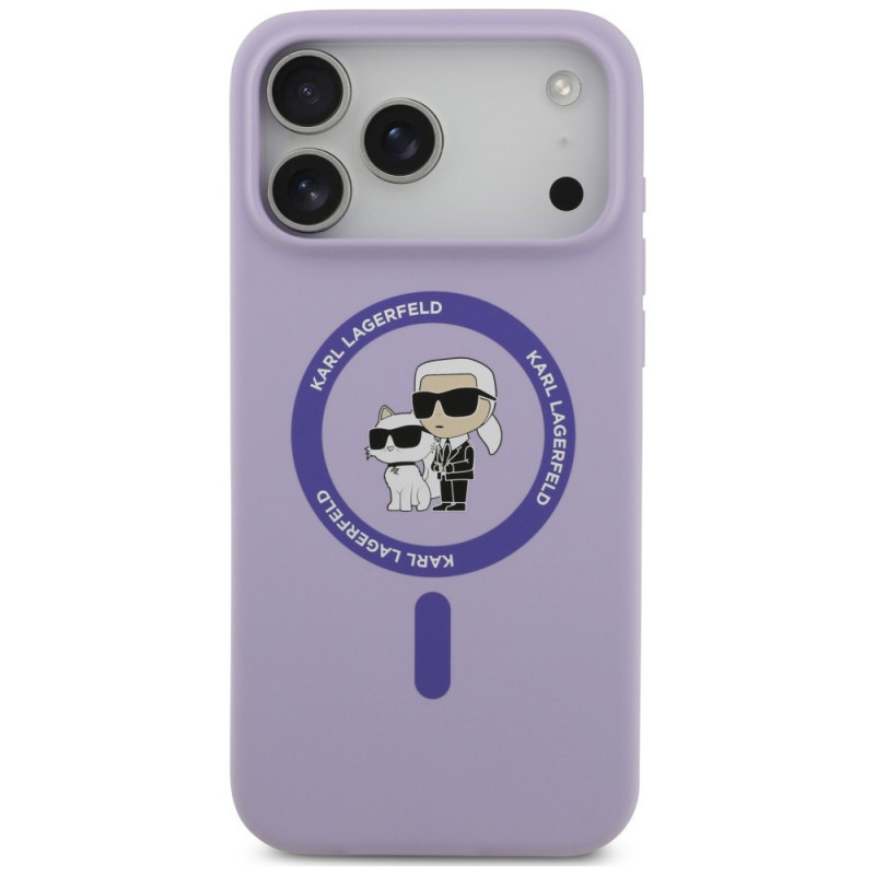 Karl Lagerfeld Silikónové puzdro Karl&Choupette Ring MagSafe pre Apple iPhone 18 Pro Max / iPhone 17 Pro Max, fialové