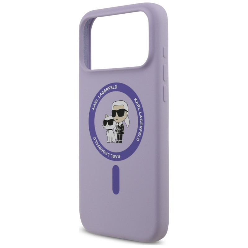 Karl Lagerfeld Silikónové puzdro Karl&Choupette Ring MagSafe pre Apple iPhone 18 Pro Max / iPhone 17 Pro Max, fialové