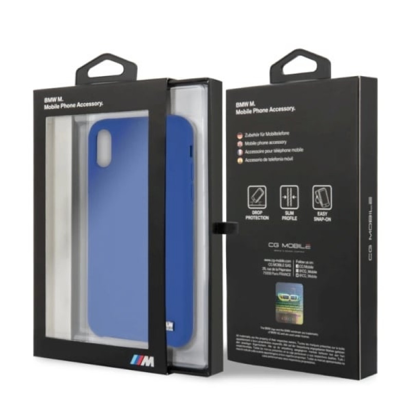 BMW BMHCPXMSILNA Silicone M Collection Hardcase pre Apple iPhone X / XS, námornícka modrá